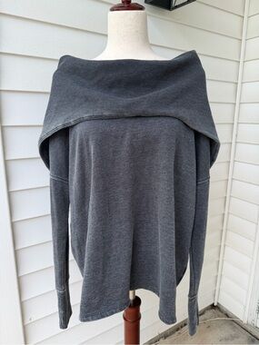 Marc New York Performance 1X Gray Cowl Neck Pullover Sweatshirt Thumbhole
